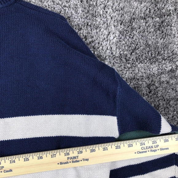 Vintage Eddie Bauer Sweater Mens XL Blue Striped Knit Crewneck Cotton Pullover - Picture 9 of 10